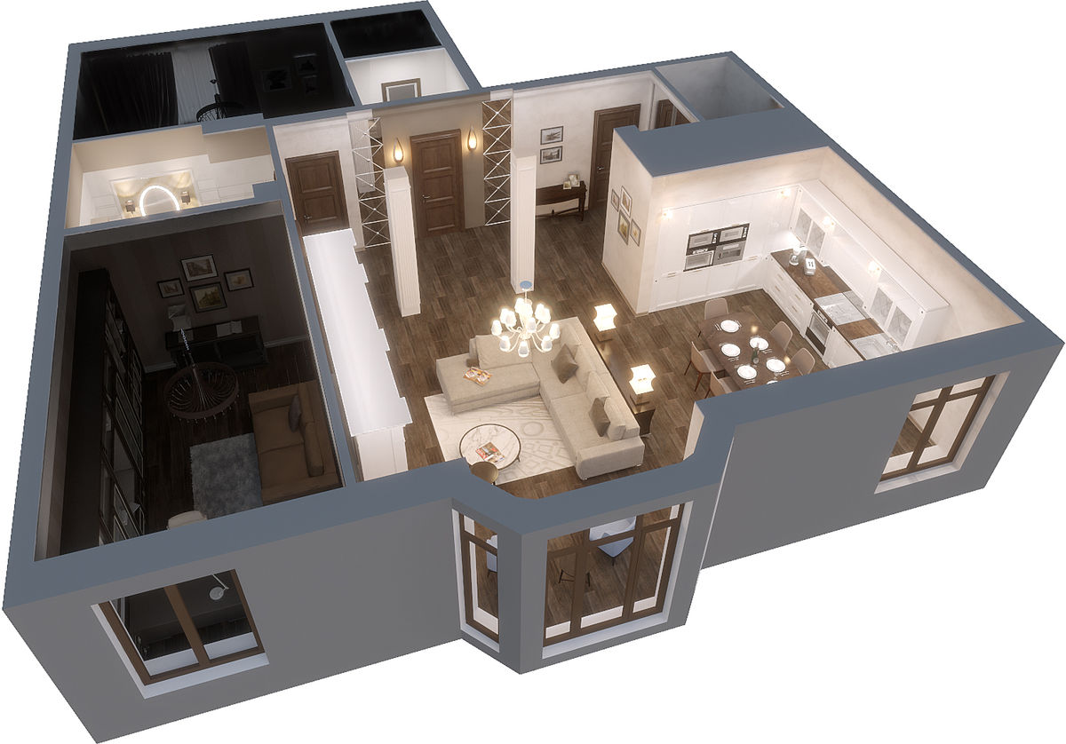 План помещений, оборудованных системой Digihouse Lighting