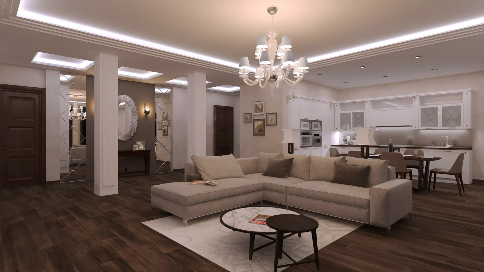 Интерьер, оборудованный Digihouse Lighting, сценарное управление. Сцена B