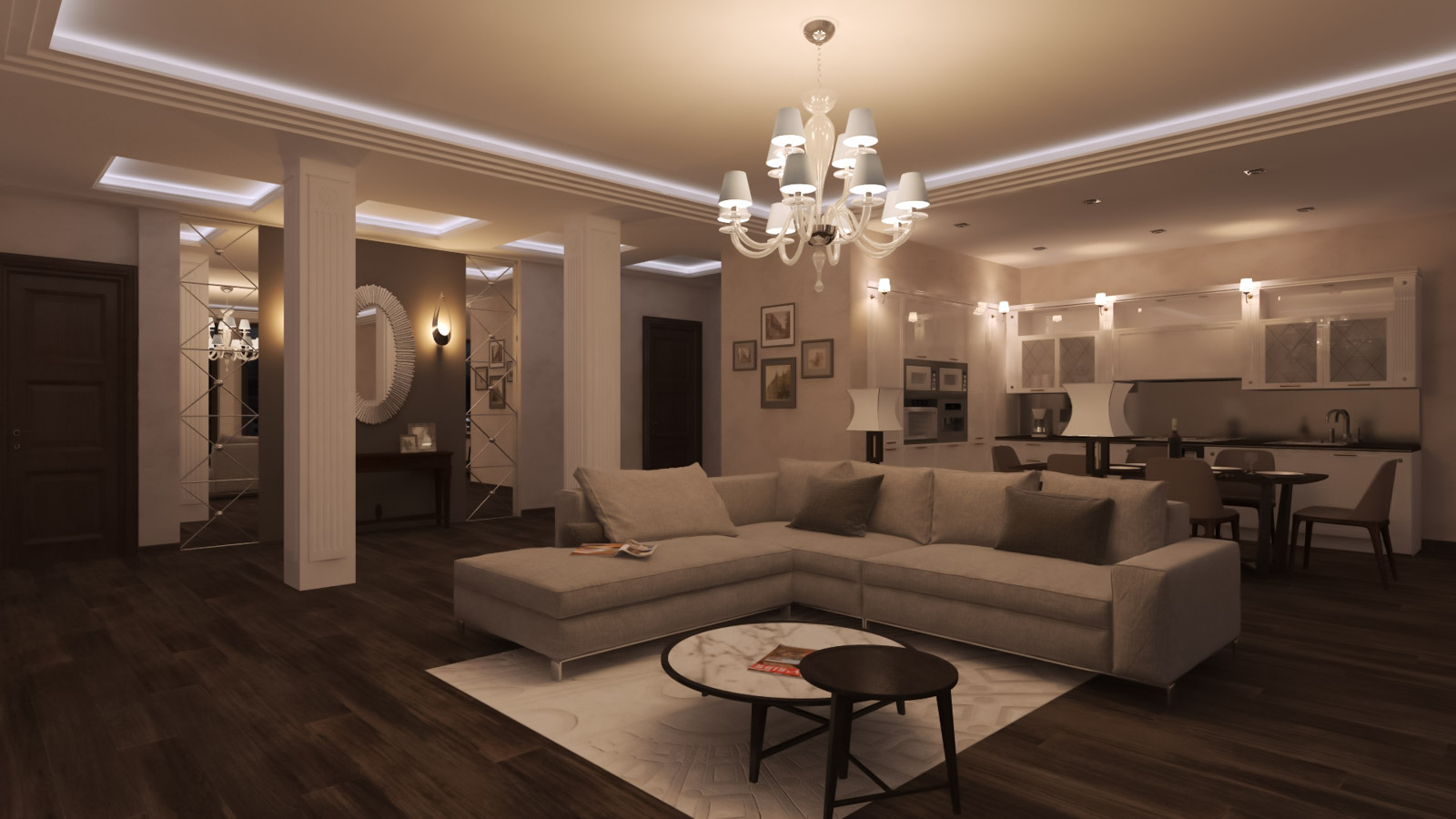Интерьер, оборудованный Digihouse Lighting, сценарное управление. Сцена D