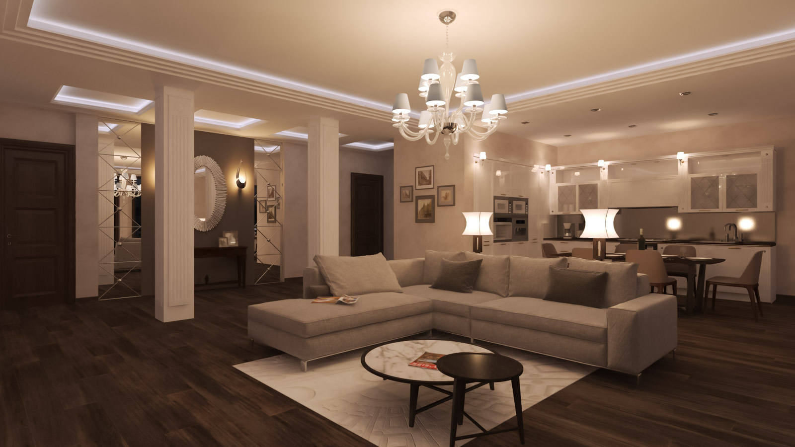 Интерьер, оборудованный Digihouse Lighting, сценарное управление. Сцена D