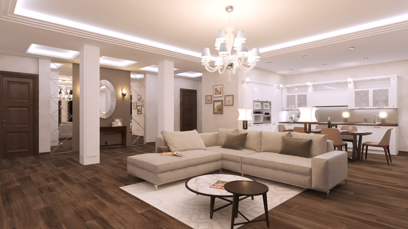 Интерьер, оборудованный Digihouse Lighting, сценарное управление. Сцена F
